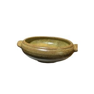 Handmade Studio Pottery Signed Shallow Bowl Earthy Tones Boho Neutral Style